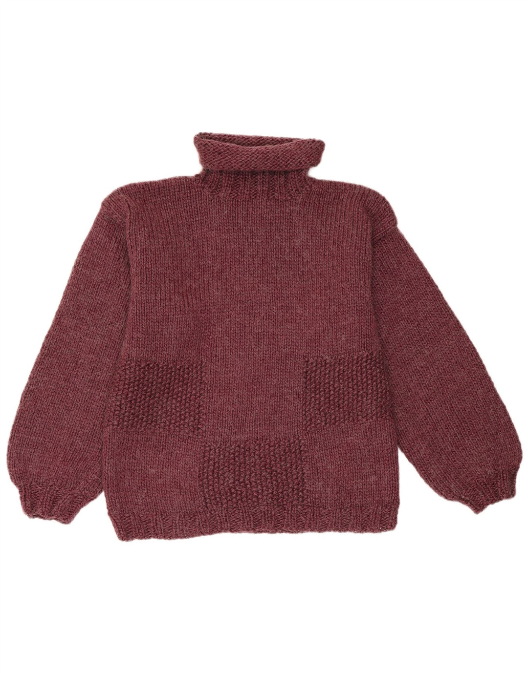 vintage Femme Roll Neck Jumper Pull UK 14 Moyen Bourgogne