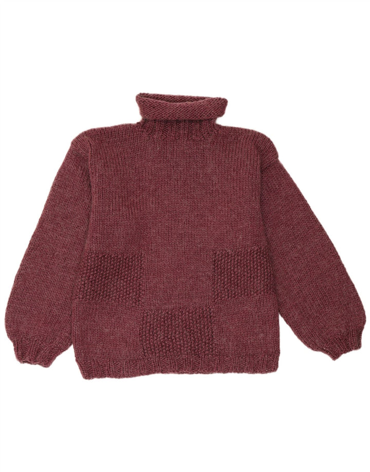vintage Femme Roll Neck Jumper Pull UK 14 Moyen Bourgogne