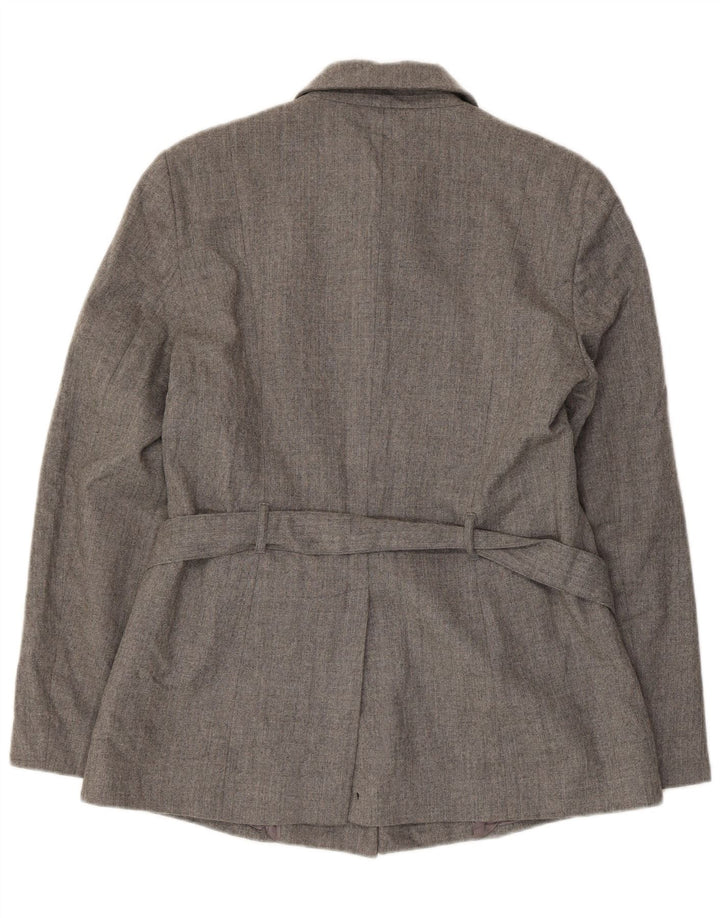 Benetton Veste Blazer 5 Boutons Femme IT 44 Laine Vierge Gris Moyen