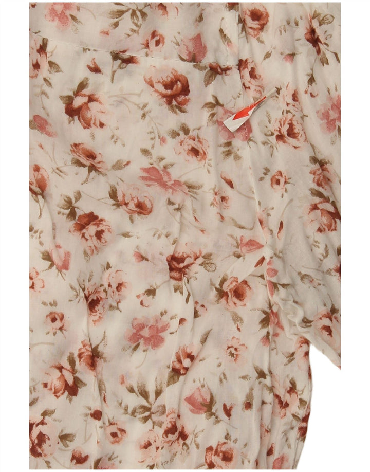 Zara Chemisier à manches 3/4 pour femme UK 14 Medium Blanc Floral