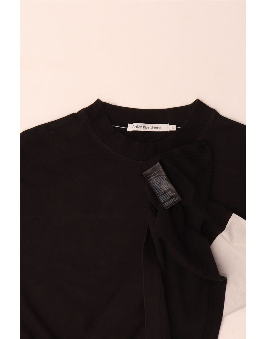 CALVIN KLEIN JEANS T-Shirt Graphique Homme Top XL Noir Colourblock Coton