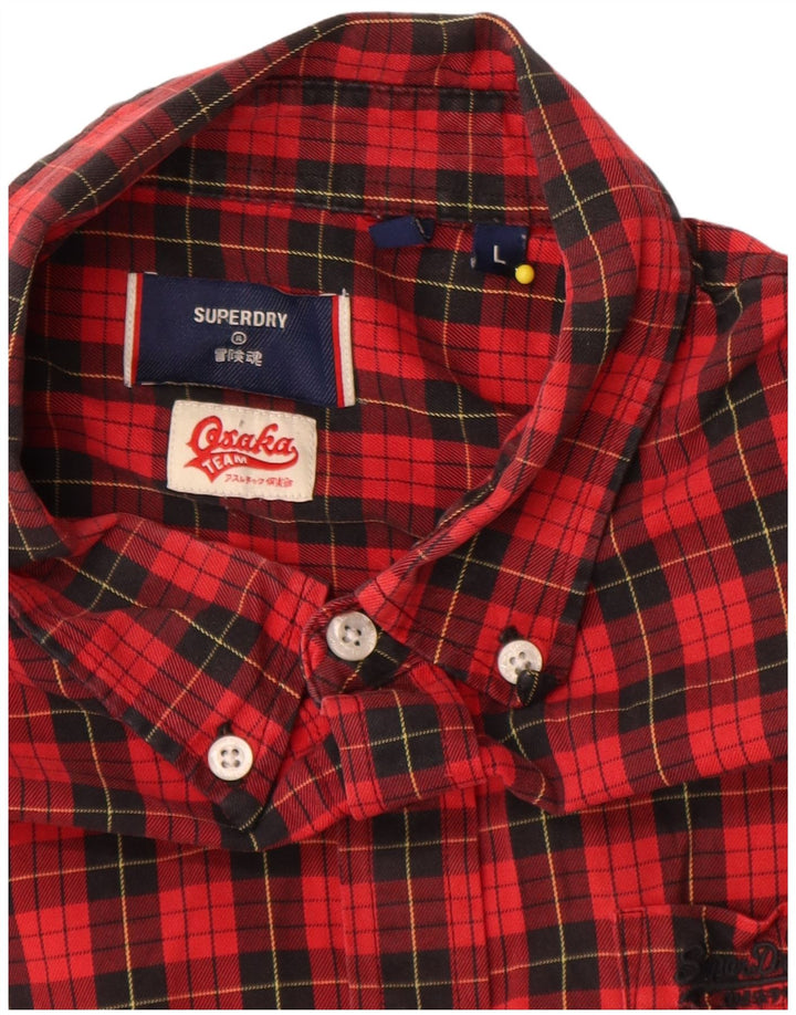 Superdry Chemise Flanelle Homme Grand Carreau Rouge Coton