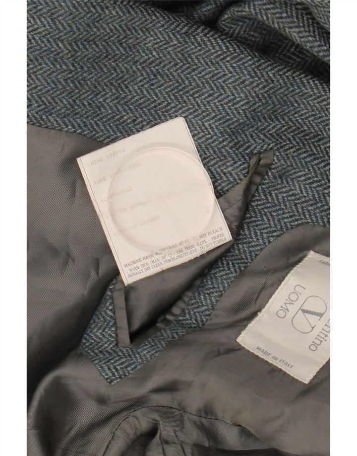 Valentino Veste Blazer 2 Boutons Homme IT 50 Large Laine à Chevrons Gris