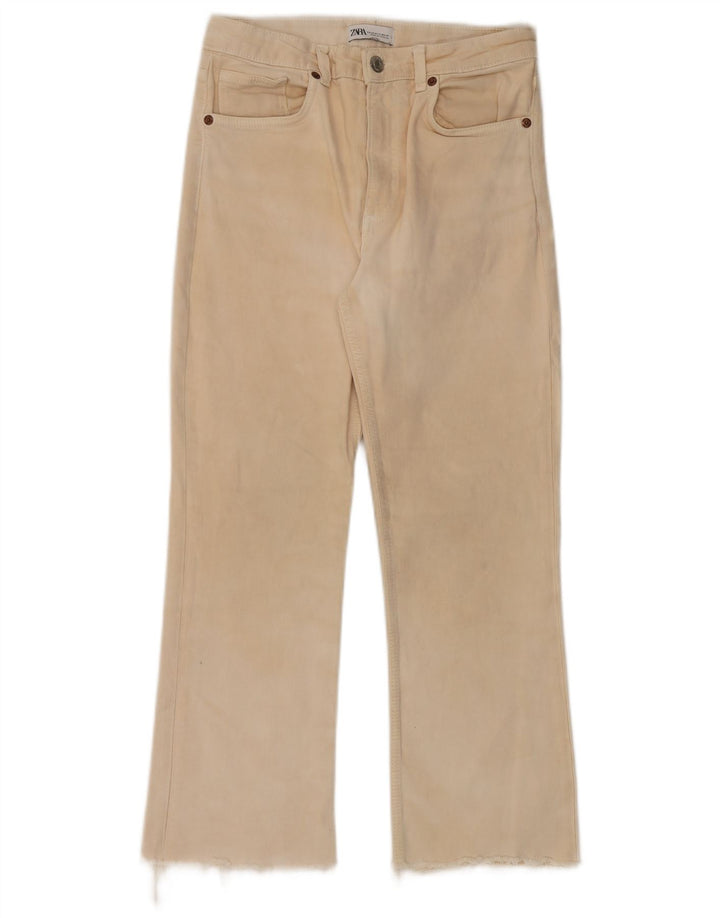 Zara Pantalon décontracté bootcut pour femme EU 40 Medium W30 L26 Beige