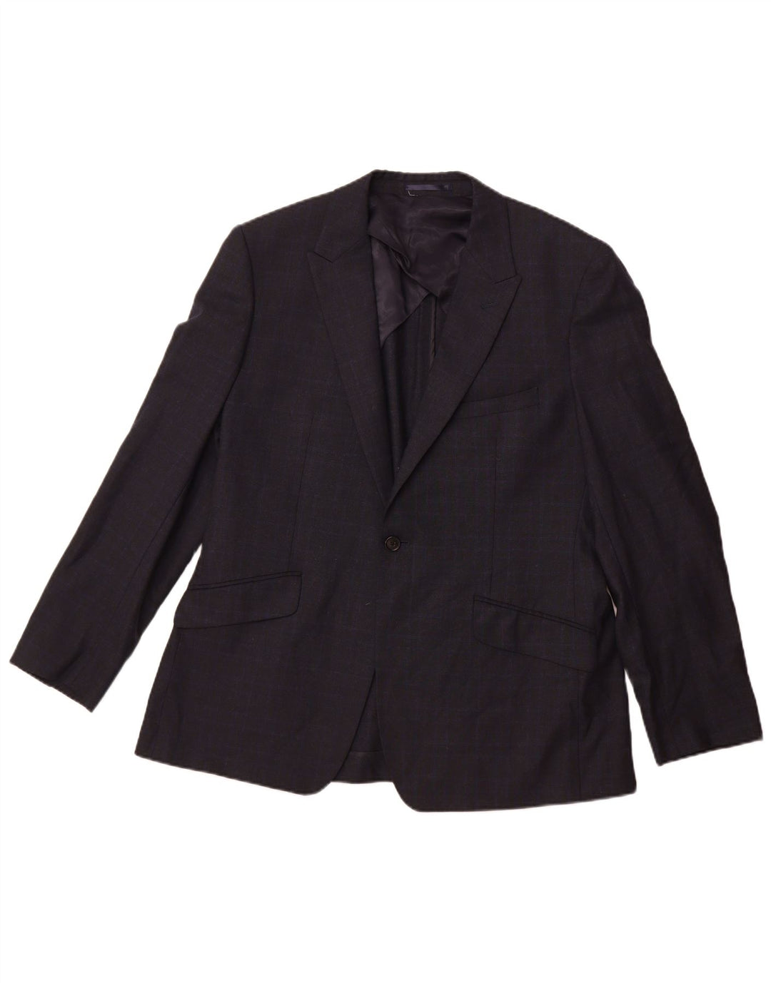 Reiss Veste blazer à 1 bouton pour homme UK 42 XL Bleu marine à carreaux en laine