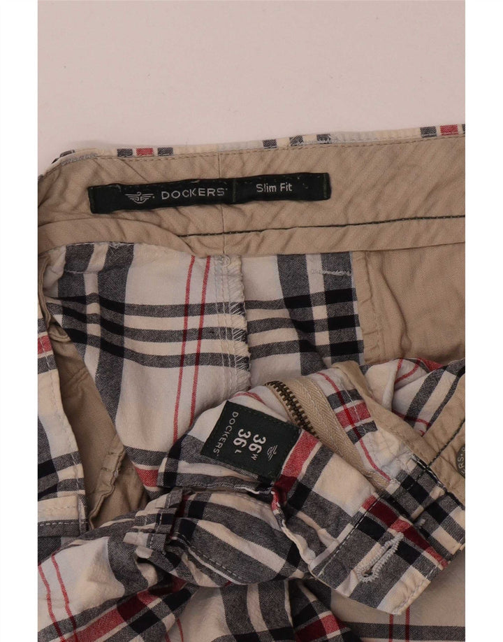 Dockers Short décontracté kaki coupe slim W36 pour homme, grand carreaux multicolores