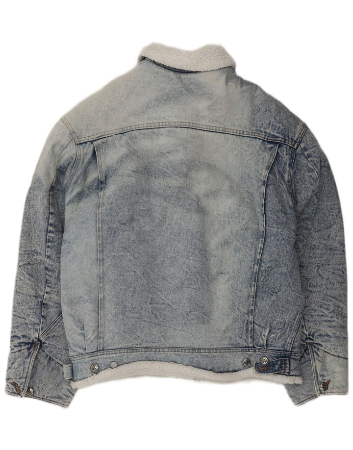 Parfois Veste Sherpa En Denim Pour Homme UK 40 Large Bleu Coton