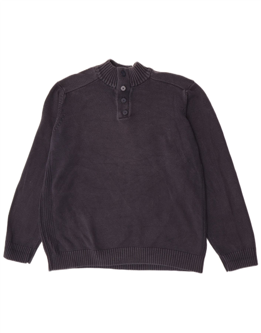 Marks & Spencer Pull bleu marine à col boutonné pour homme XL en coton bleu marine