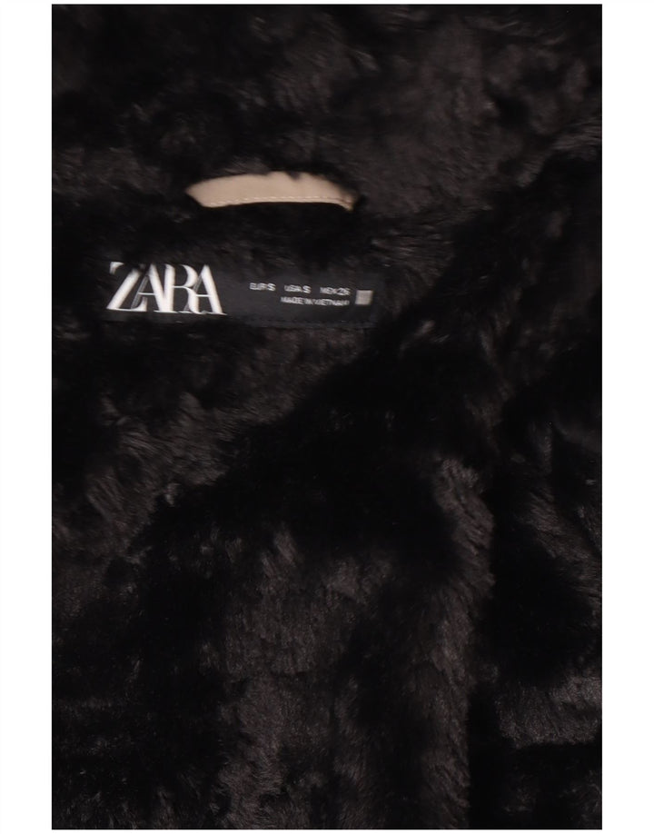 Zara Veste matelassée Sherpa à capuche pour femme UK 10 Small Gris Polyester