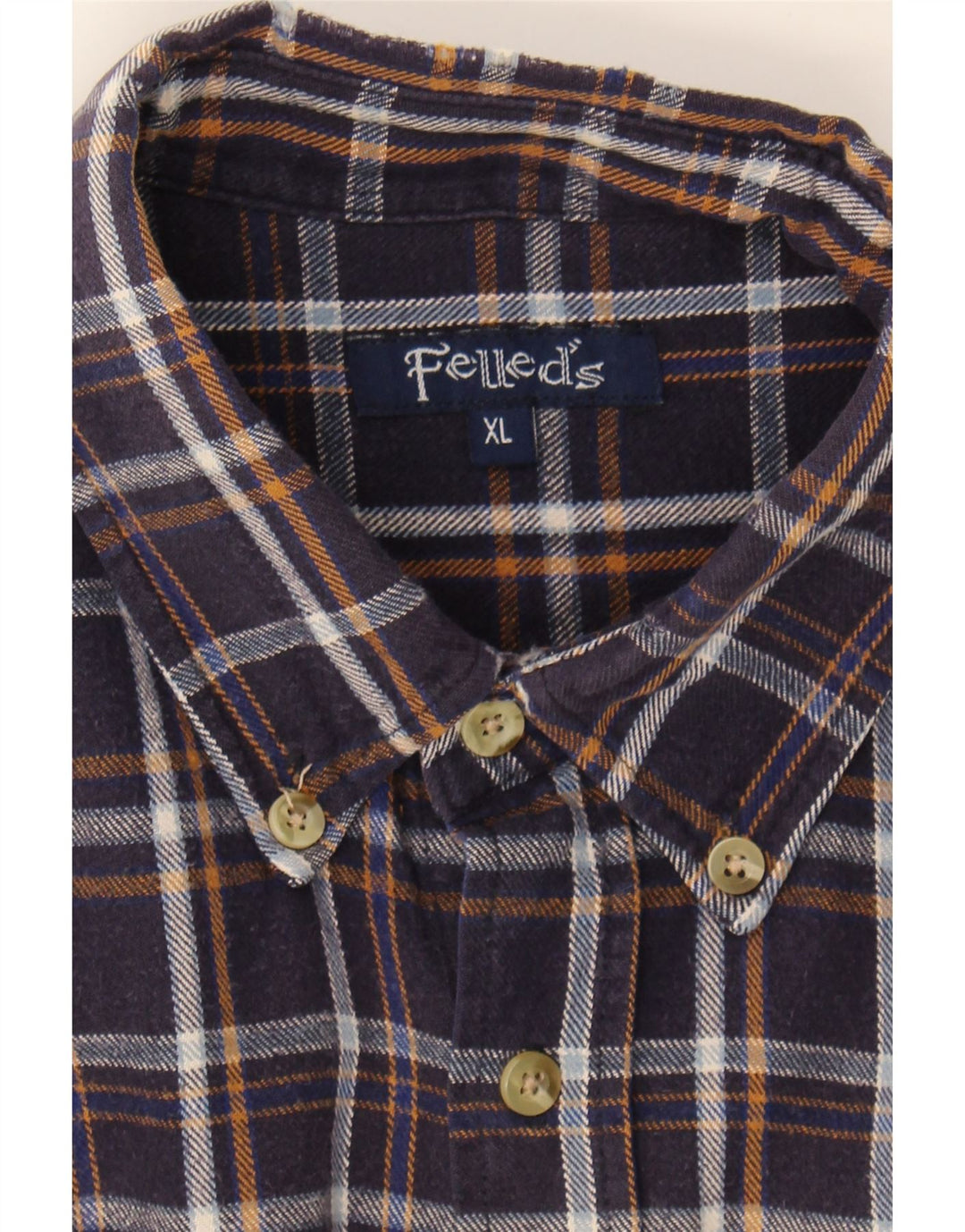 VINTAGE Mens Flannel Shirt XL Navy Blue Check Cotton Vintage Vintage and Second-Hand Vintage from Messina Hembry 