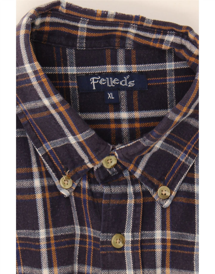 VINTAGE Mens Flannel Shirt XL Navy Blue Check Cotton Vintage Vintage and Second-Hand Vintage from Messina Hembry 