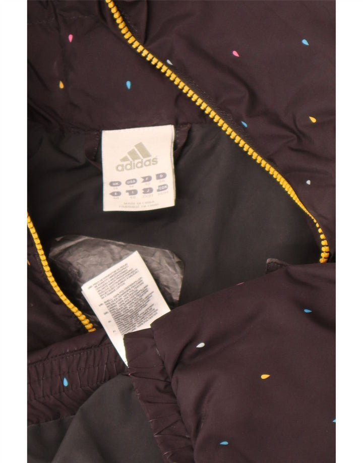 Adidas Veste rembourrée à capuche pour femme UK 14 Polyester à pois noir moyen