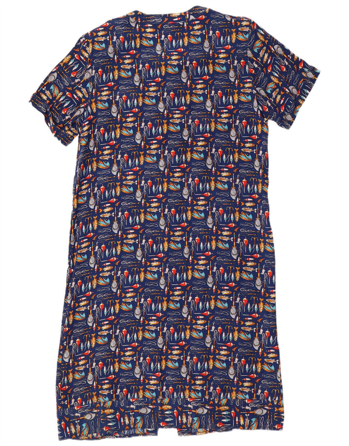Karel Robe chemise à motif abstrait pour femme UK 14 Bleu marine moyen