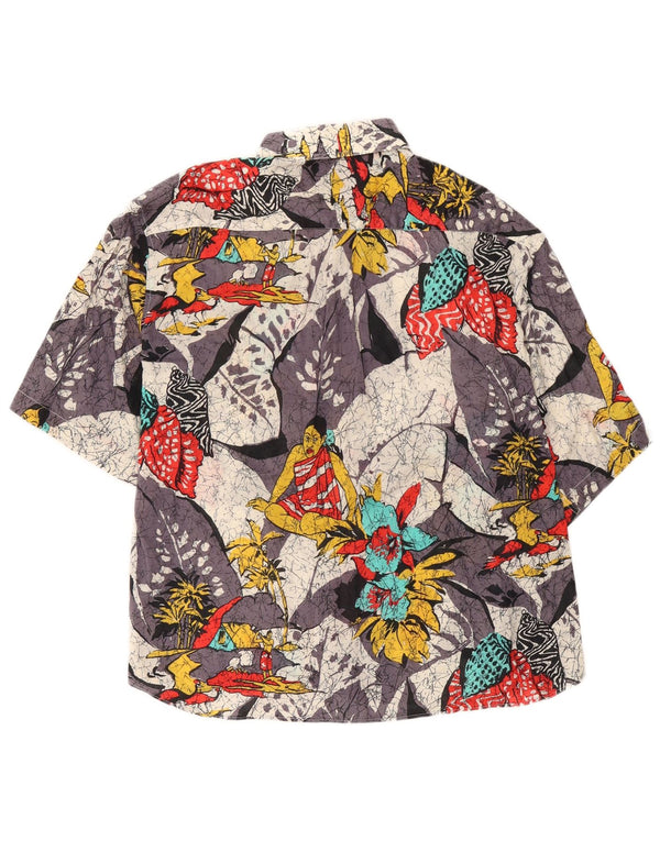 Chemise à manches courtes vintage pour hommes, motif floral multicolore moyen