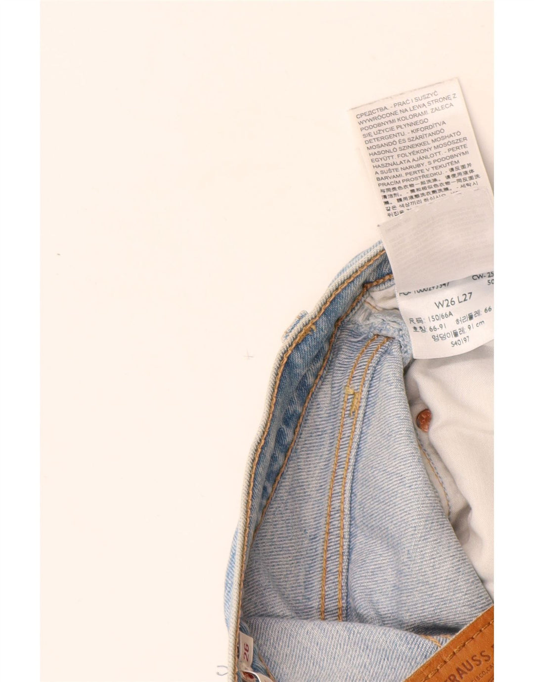Levi's Jean Droit Femme Ribcage Distressed W26 L27 Bleu Coton
