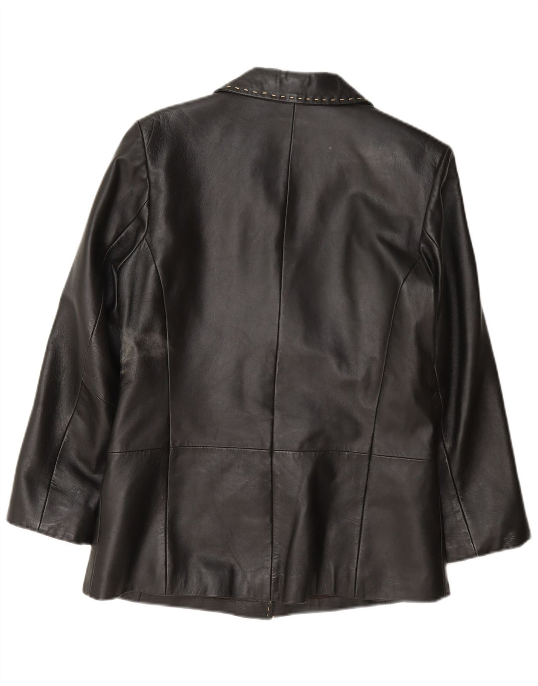 Julia S. Roma Veste blazer en cuir à 3 boutons pour femme UK 12 Noir moyen