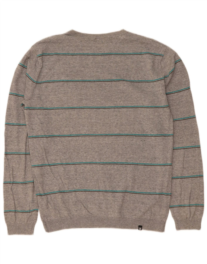 DC Pull Col Rond Homme Gris Moyen Rayé Coton