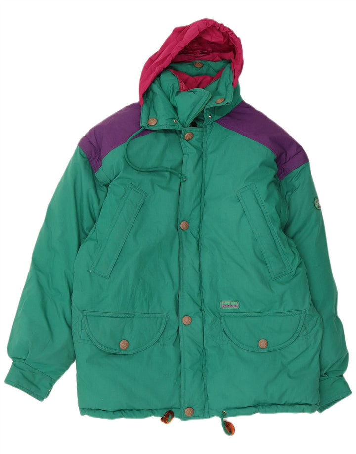 Diadora Veste matelassée à capuche pour homme UK 36 Small Vert Colorblock Polyester
