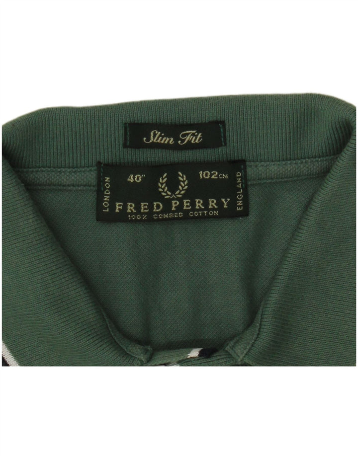 Fred Perry Polo Slim Fit Homme Vert Moyen Coton