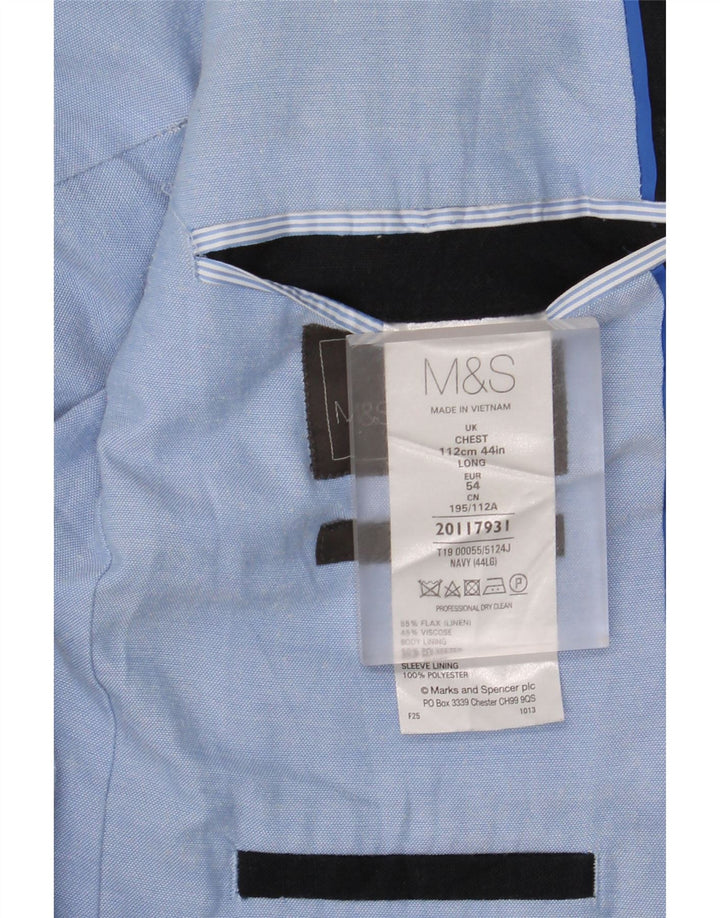 Marks & Spencer Veste blazer à 2 boutons pour homme UK 44 XL Bleu marine Lin