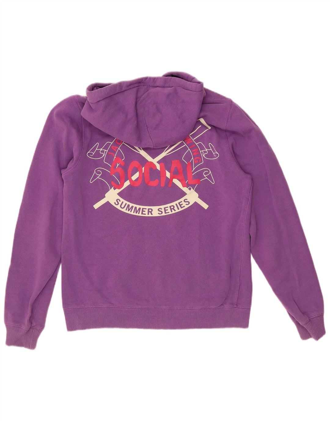 JACK WILLS Pull à capuche graphique pour femme UK 14 Large Violet