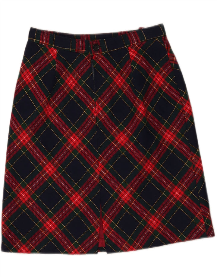 VINTAGE Womens Mini Skirt W24 XS Navy Blue Plaid Vintage Vintage and Second-Hand Vintage from Messina Hembry 