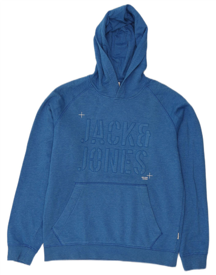 Jack & Jones Pull à Capuche Graphique Homme Bleu Moyen Coton