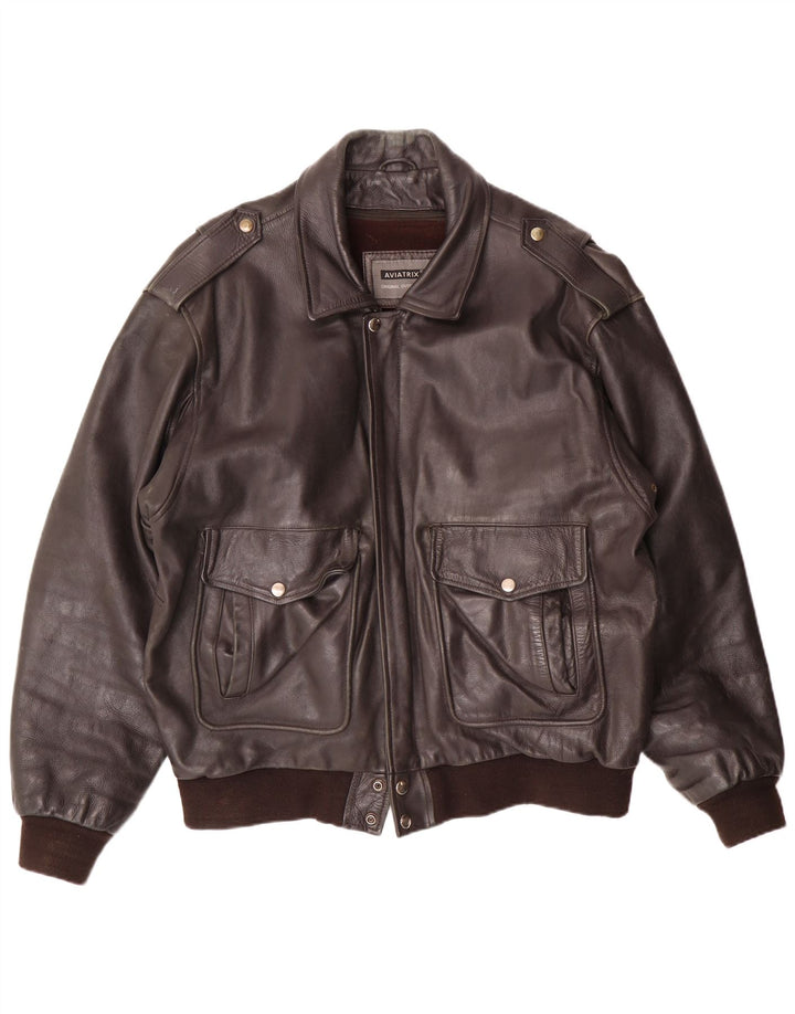 AVIATRIX Veste en cuir Flight pour homme UK 42 XL marron en cuir motard