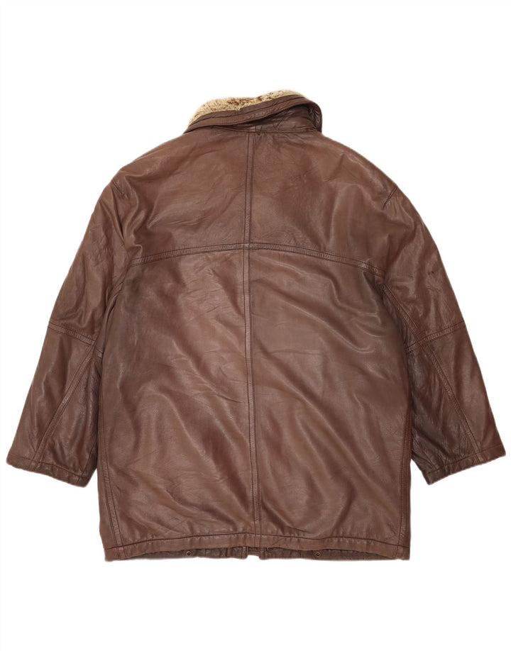 manteau en cuir homme vintage EU 48 Cuir brun moyen