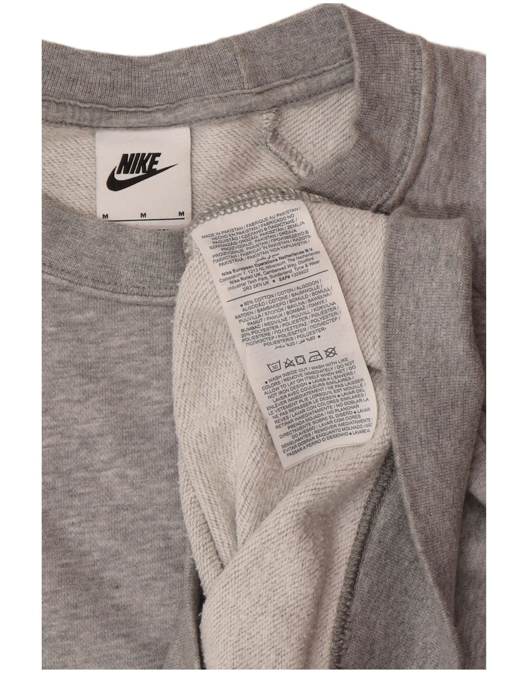 NIKE Womens Sweatshirt Jumper UK 14 Medium Grey Cotton