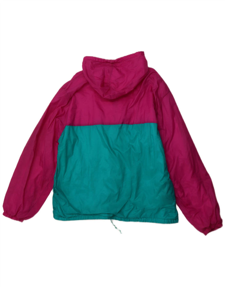 VINTAGE Veste de pluie à capuche pour homme UK 42 XL Rose Colourblock Polyamide
