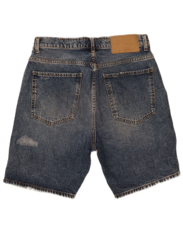 Zara Short en jean vieilli pour homme EU 40 Medium W31 Bleu Coton