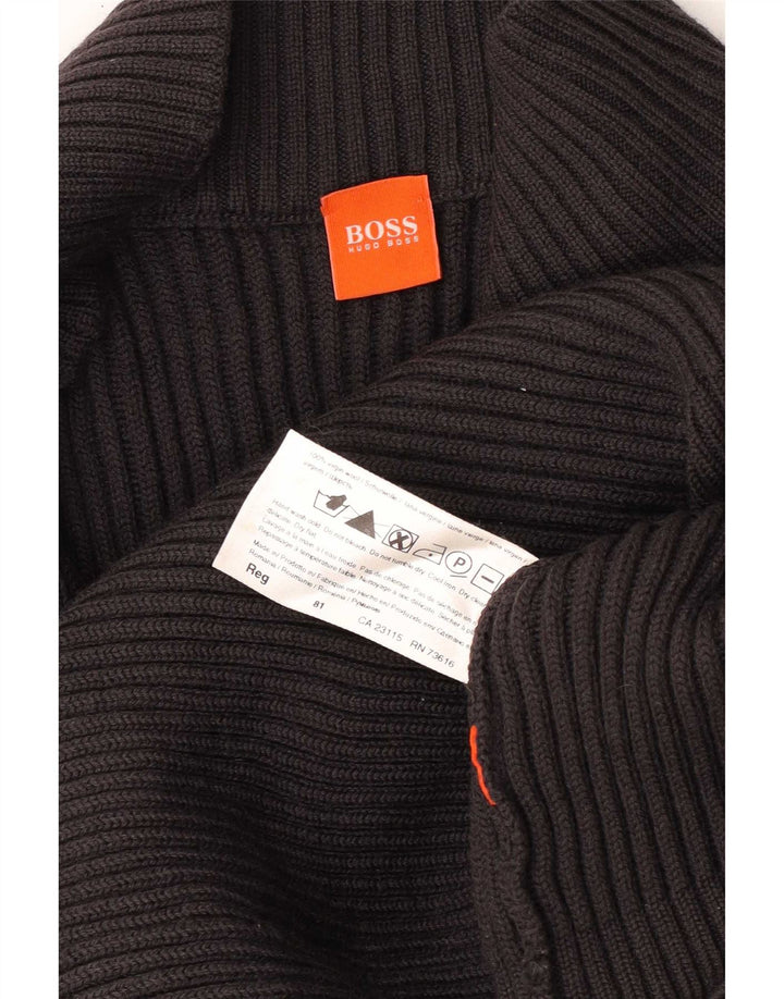 Hugo Boss Homme Cardigan Pull Laine Vierge Gris Moyen