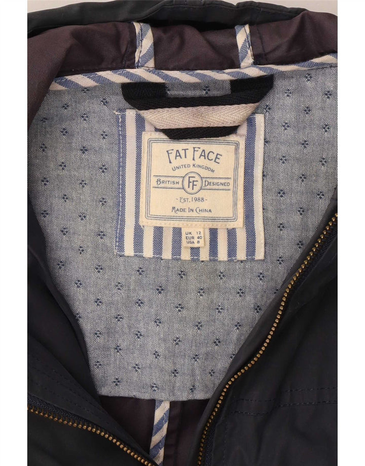 Fat Face Veste à capuche en coton ciré pour femme UK 12 Bleu marine moyen Polyester