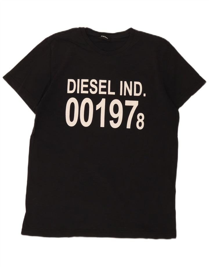 DIESEL T-Shirt Graphique Homme Noir Moyen Coton