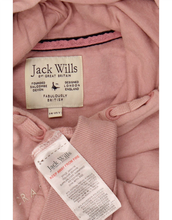 JACK WILLS Pull à capuche fille 14-15 ans Rose Coton