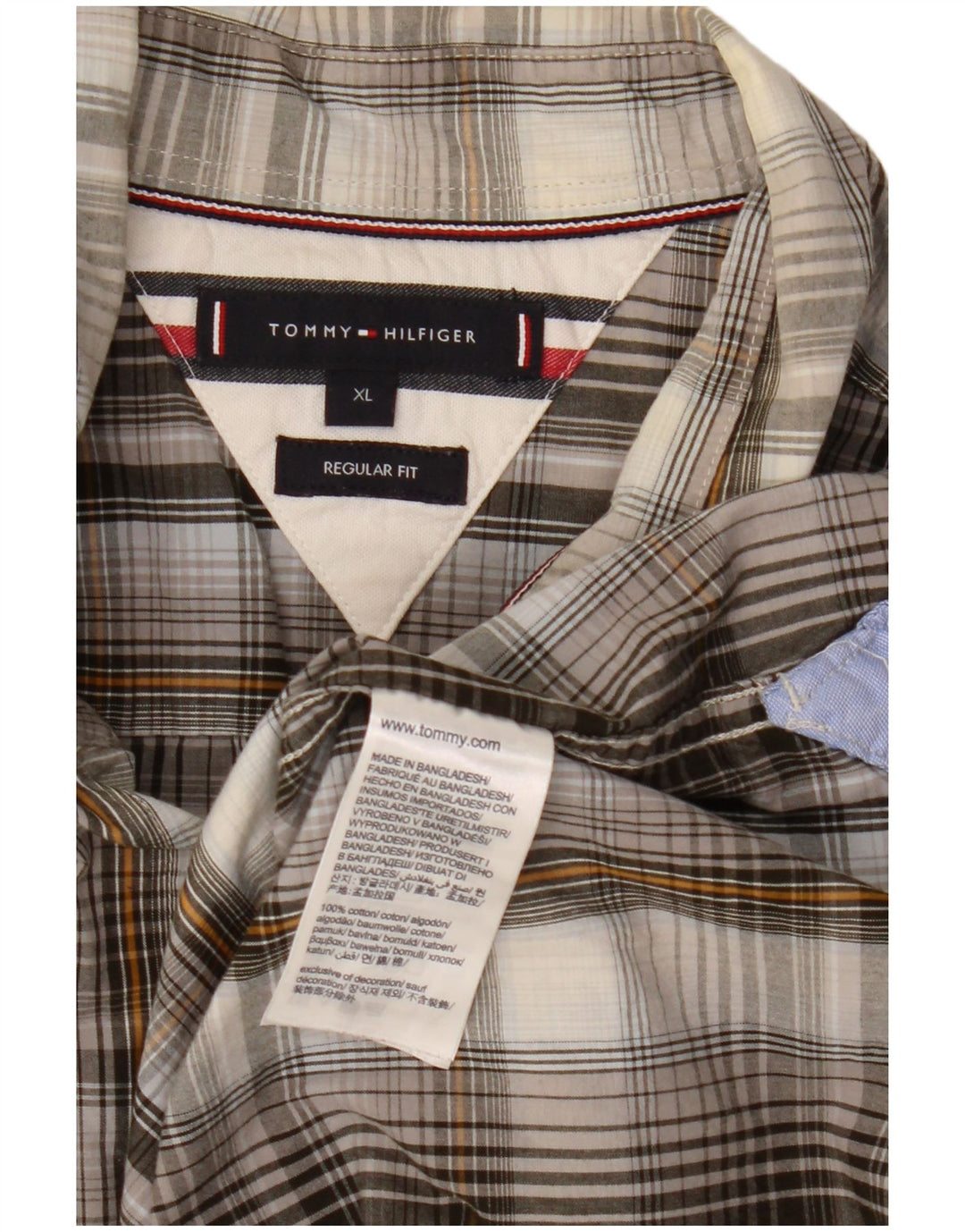 Tommy Hilfiger Chemise Regular Fit XL en coton à carreaux gris pour homme