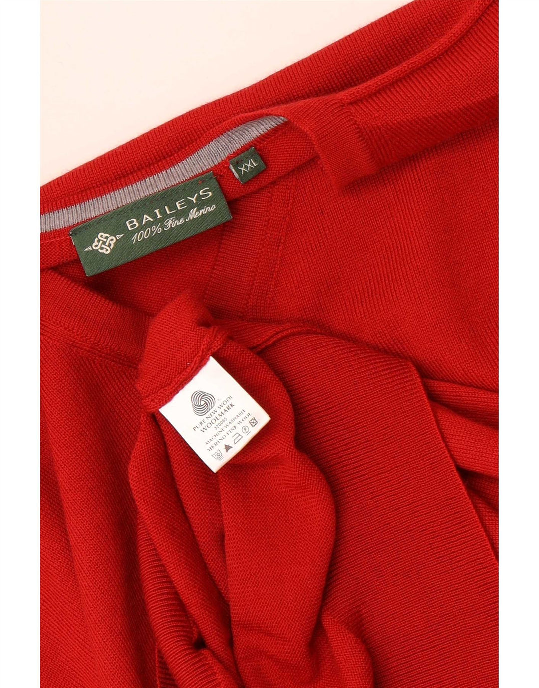 Baileys Pull col V pour homme 2XL Rouge Laine vierge
