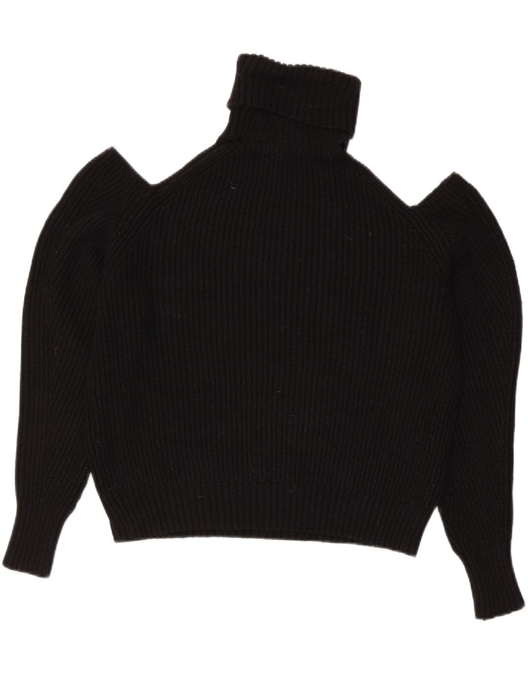 Zara Pull court surdimensionné à col roulé pour femme UK 10 Petit Noir
