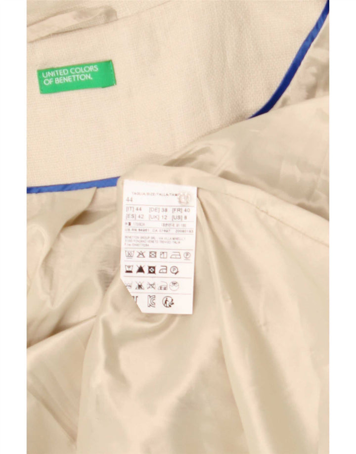 Benetton Pardessus Femme UK 12 Lin Beige Moyen