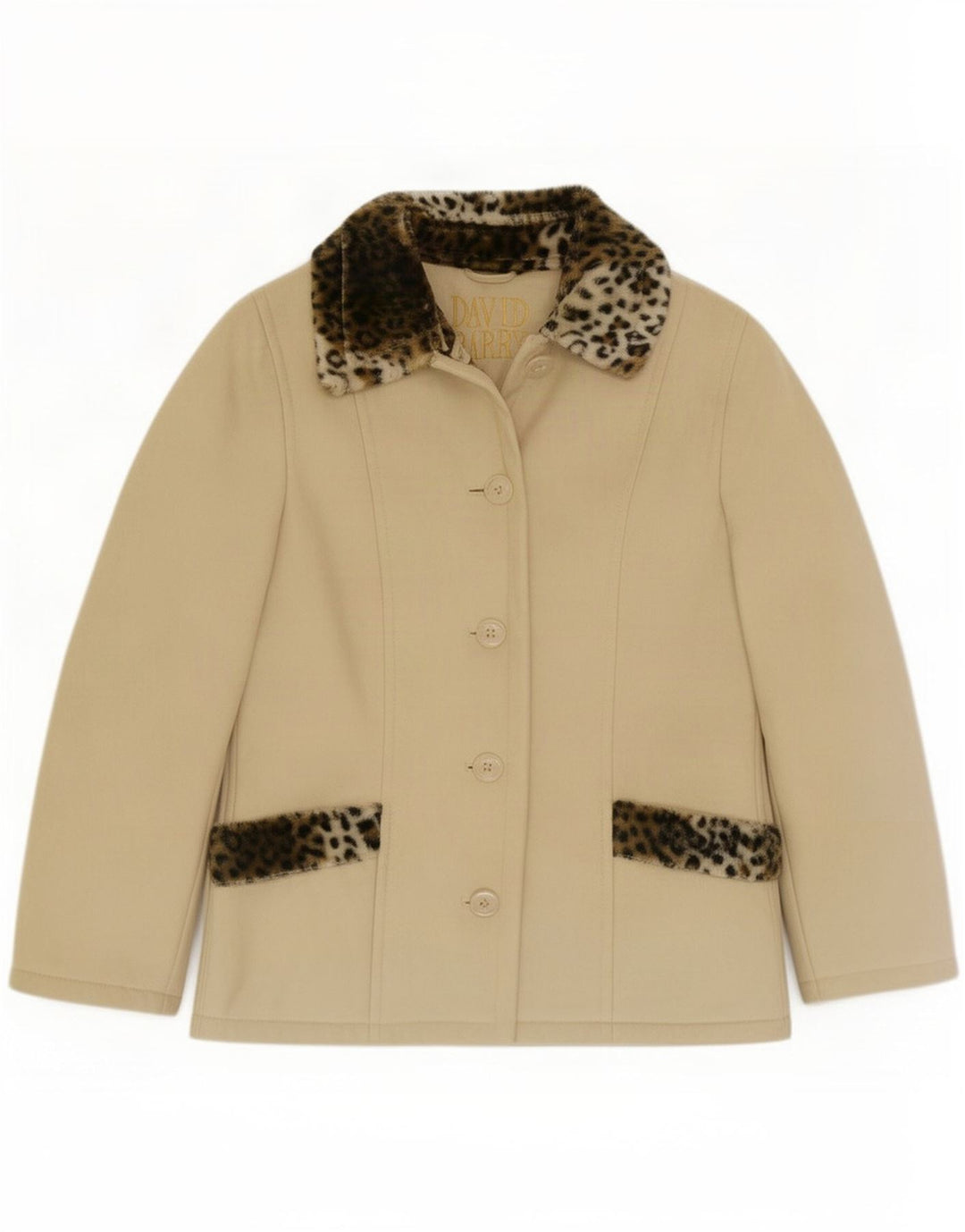 David Barry Veste blazer à 4 boutons pour femme UK 12 Beige moyen imprimé animal