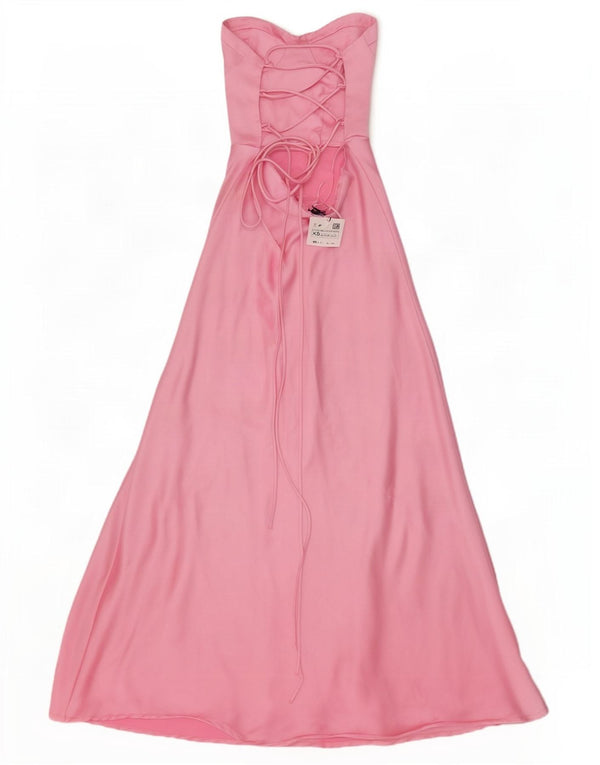 Zara Femme Maxi Robe Bustier UK 4 XS Rose