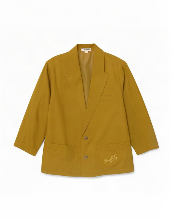 vintage Femmes 3/4 Manches 2 Bouton Blazer Veste EU 38 Moyen Kaki Coton