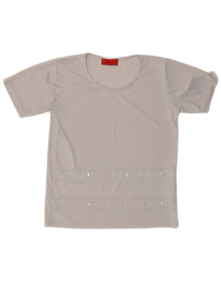 ROBERTA DI CAMERINO T-Shirt Femme Top UK 14 Gris Moyen Polyester