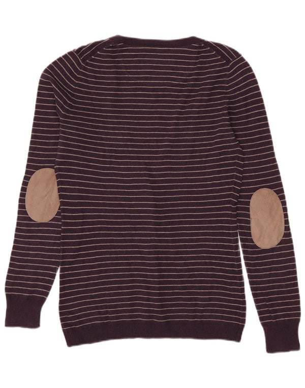Massimo Dutti Cardigan pour femme en coton rayé violet moyen UK 12