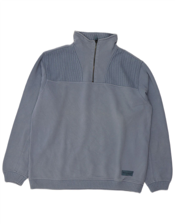 CHAMPION Sweat-shirt à col zippé pour hommes, grand coton bleu
