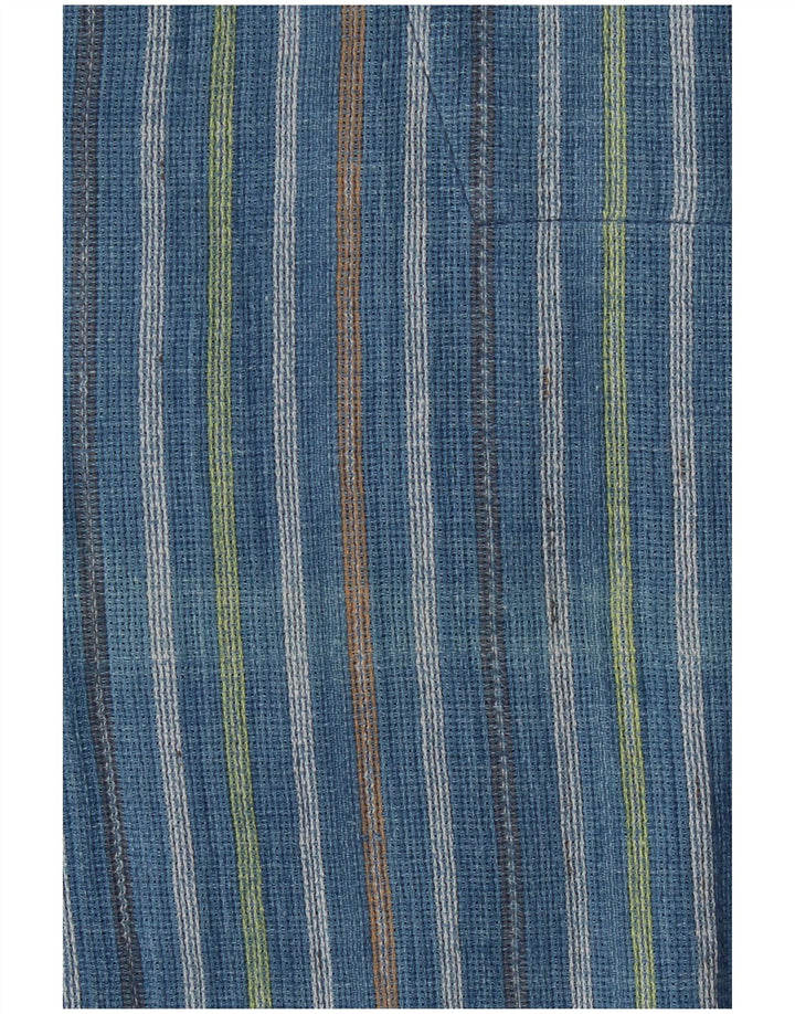 VINTAGE Chemise ample à manches courtes pour homme, rayée bleu moyen