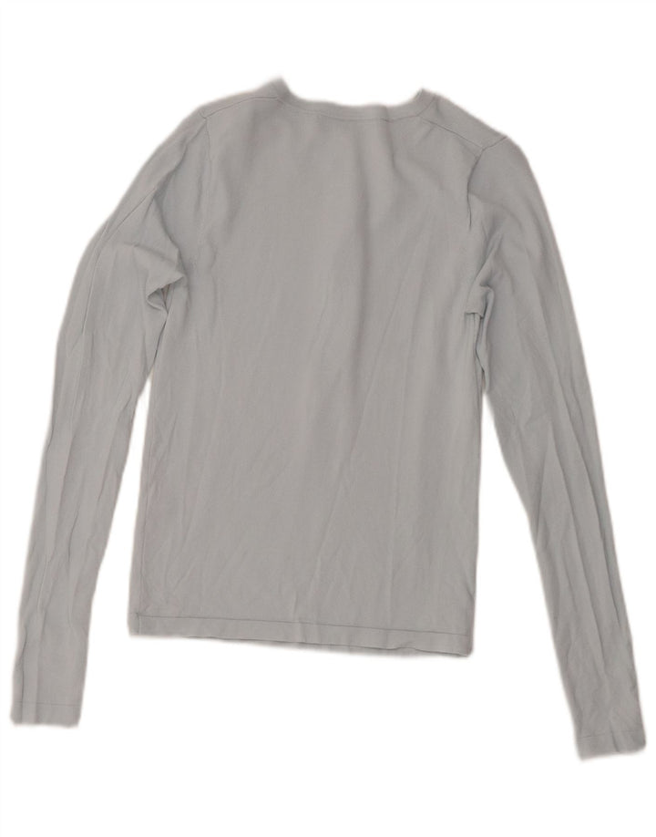 Zara Femme Top Manches Longues UK 8 Small Bleu Viscose