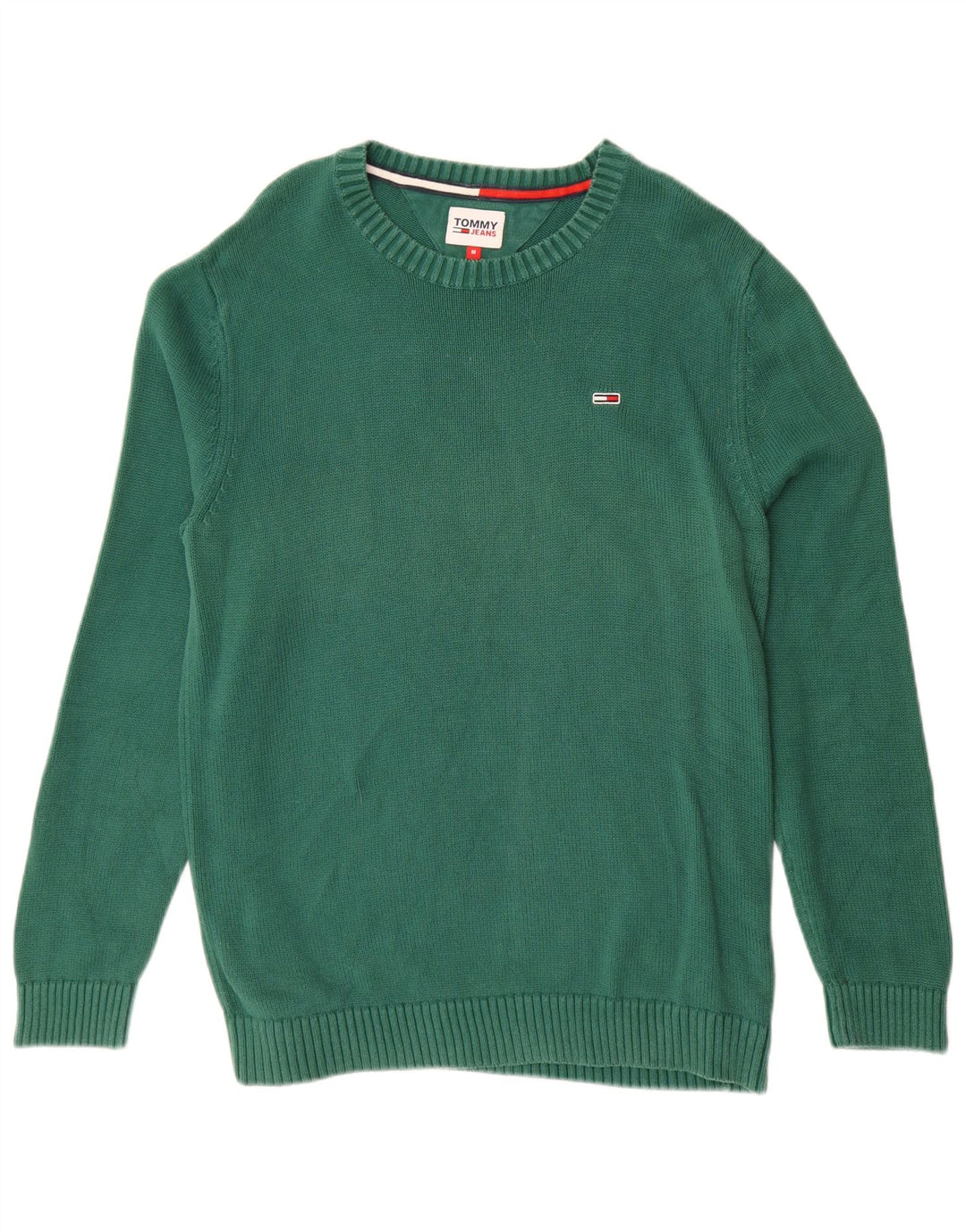 TOMMY HILFIGER Pull Col Ras du Cou Homme Vert Moyen Coton