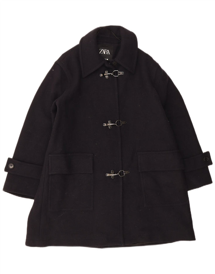 Zara Femme Manteau Oversize UK 10 Petite Laine Bleu Marine